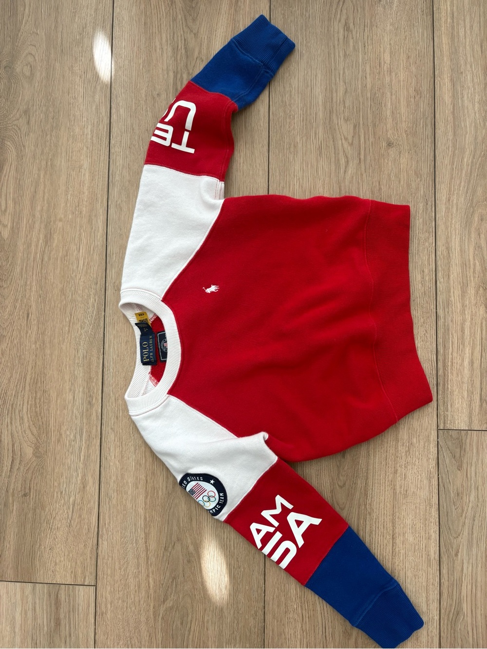 Polo by Ralph Lauren Red, White & Blue Kids Colorblock Crewneck Sweatshirt
